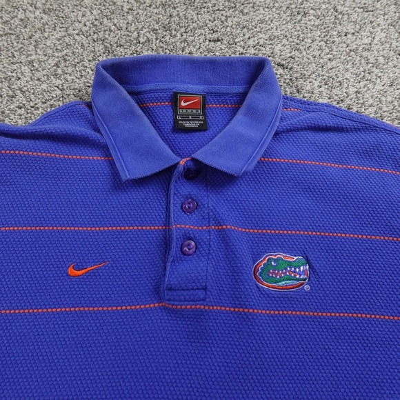 VTG Florida Gators Polo Shirt Mens L Blue Striped NCAA College Football Nike Y2K - Picture 3 of 12
